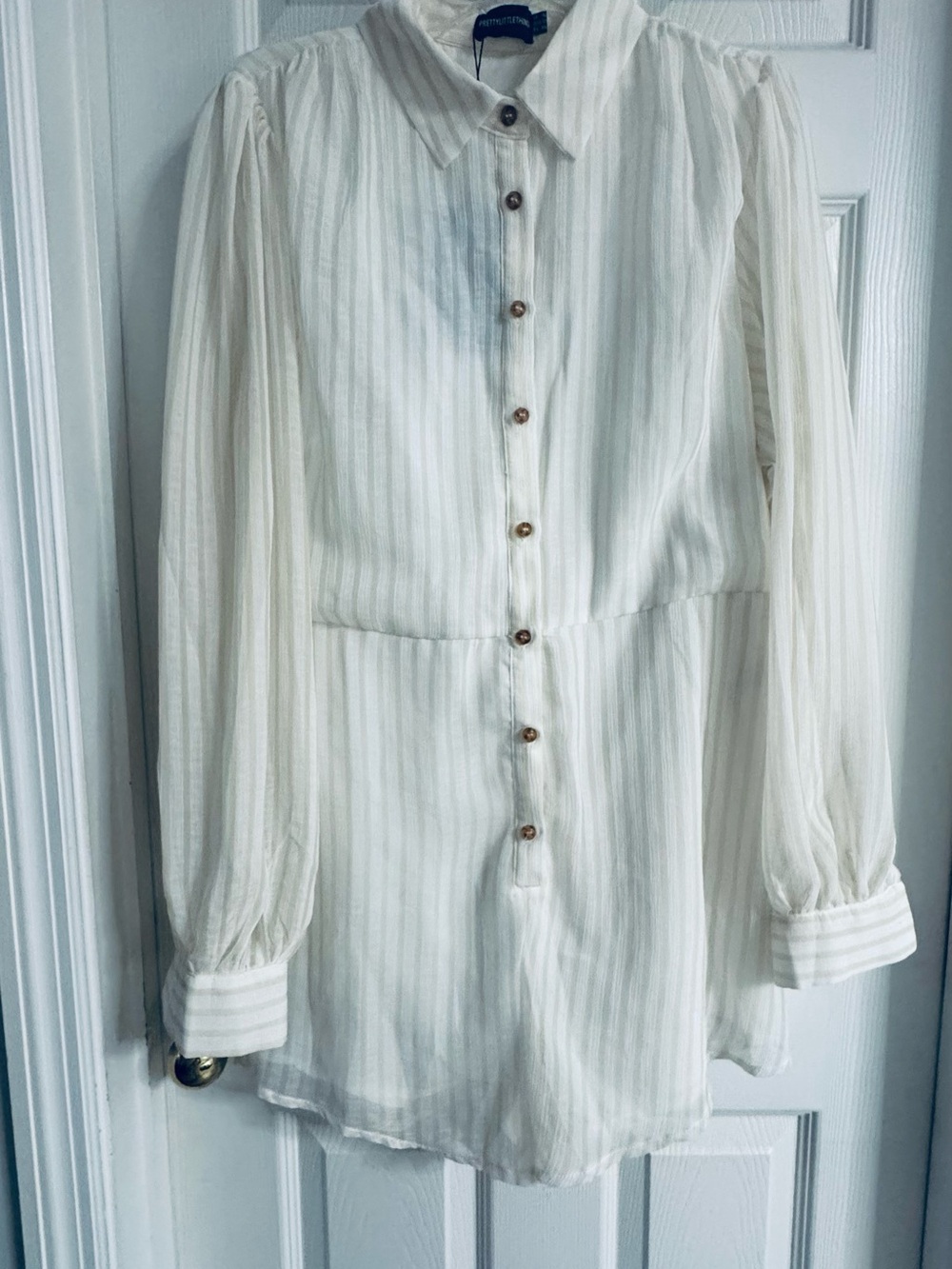 PrettyLittleThing Cream Button-Up Top